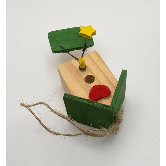 Handcrafted Wooden Birdhouse Christmas Tree Ornament Heart Star Accent - Picture 6 of 7